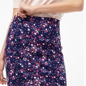 J. Crew Navy Floral Pink Pencil Skirt 6